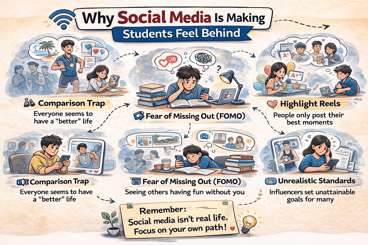 Why Social Media Is Making Students Feel Behind